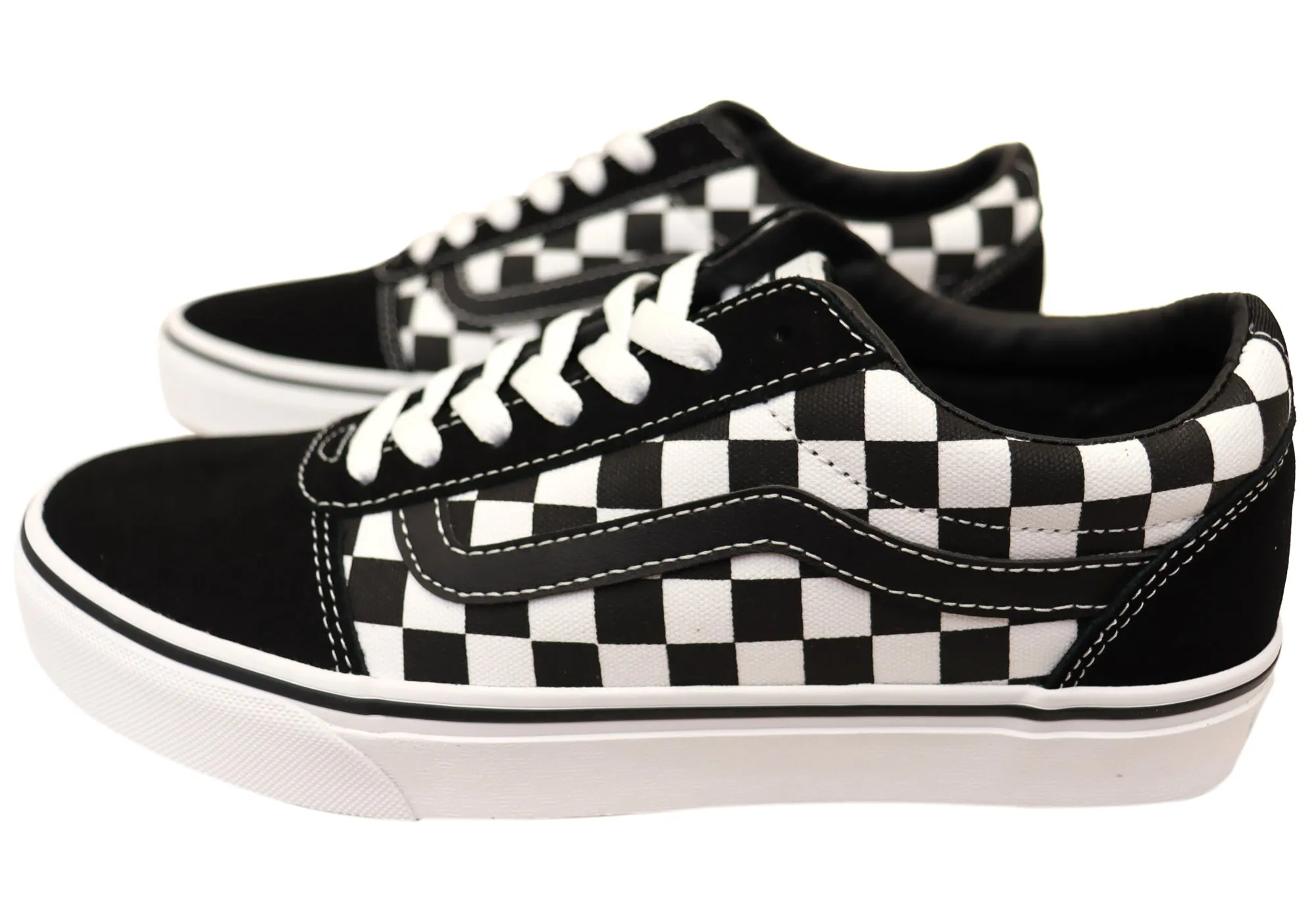 Vans Mens Ward Checkered Comfortable Lace Up Sneakers