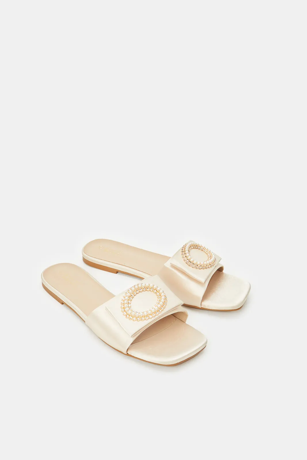 Women Ivory Satin Sandals