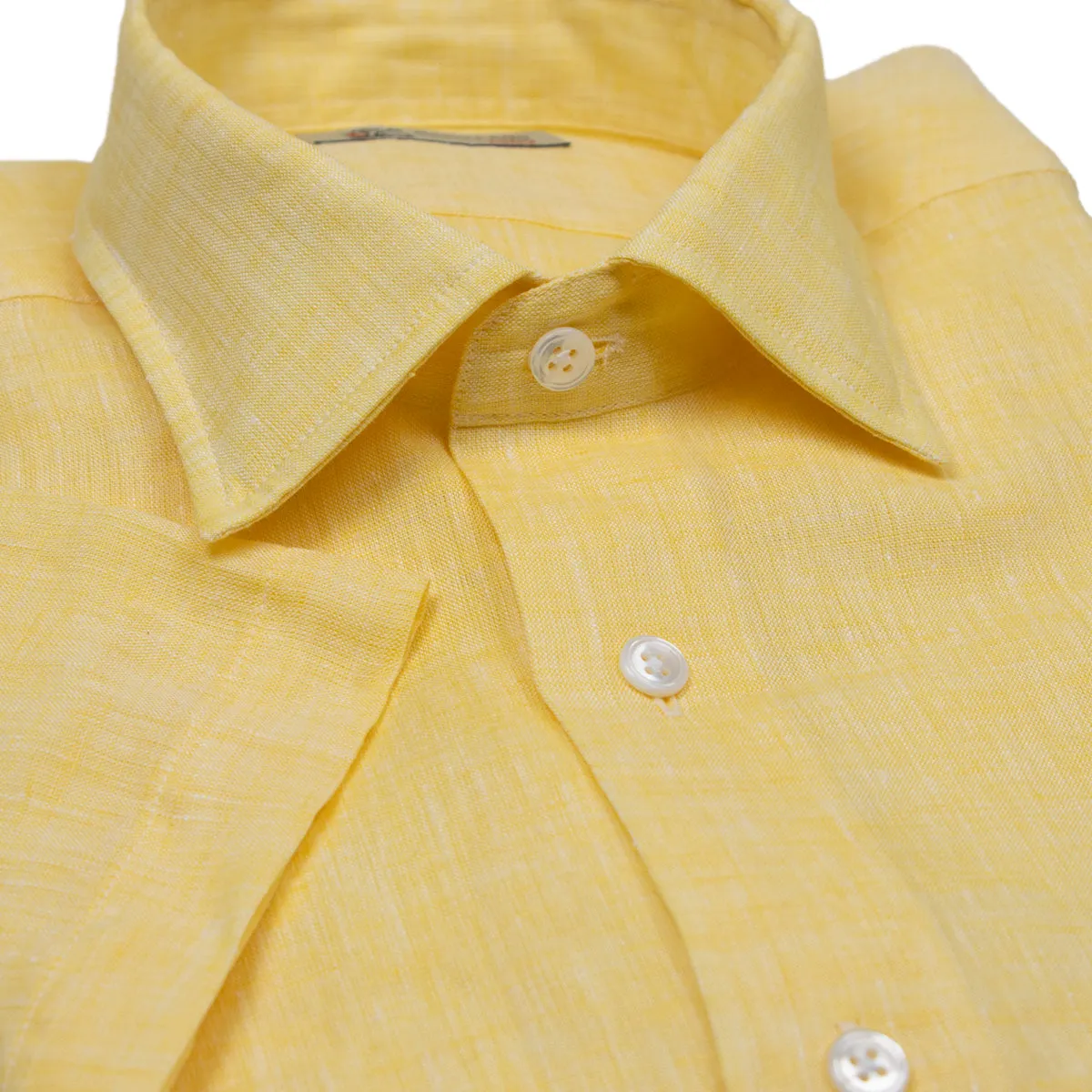 Yellow Linen Short Sleeve Shirt